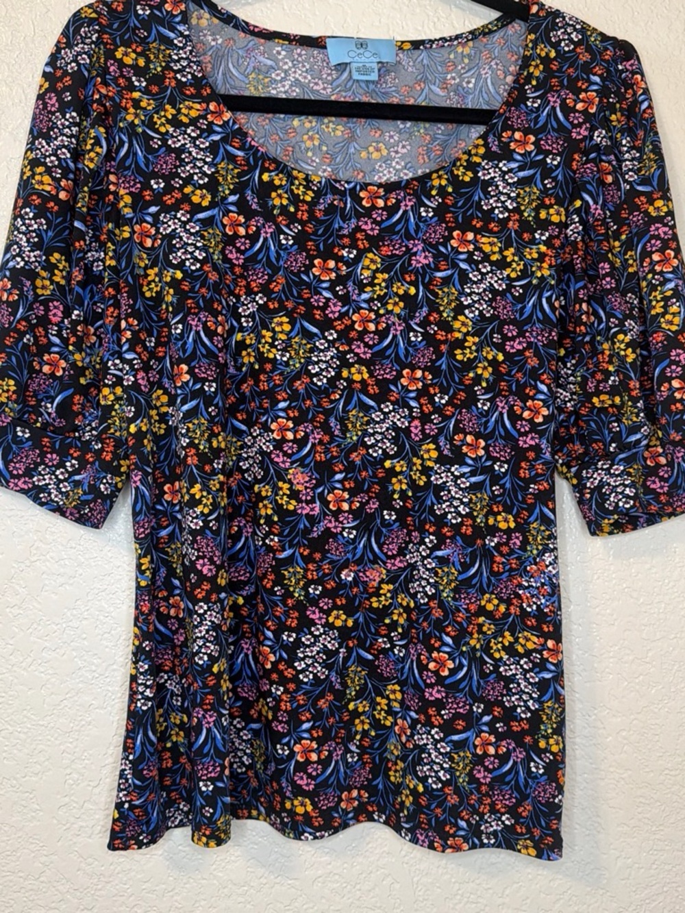 Cece Floral Scoop Neck Short Sleeve Top - Picture 1 of 2